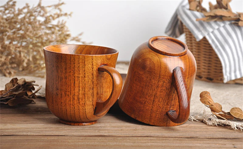 Handmade Spruce Wood Cups – Natural Big Belly Mug for Tea, Coffee & Milk
