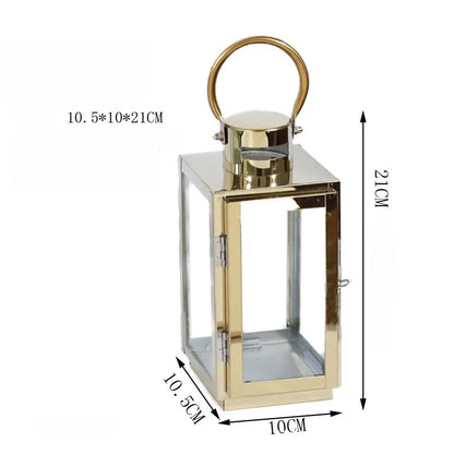 Eid Mubarak LED Wind Lamp Stainless Steel Lantern Candlestick for Eid Al Adha Gift Gurbang Ramadan Decor Home Candle WindLantern