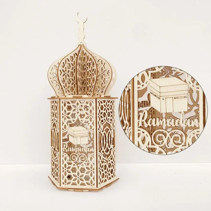 The Wooden Eid Pendant with LED Candlelight – Warmth That Glows with Faith