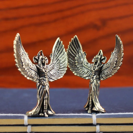 Egyptian Winged Goddess Statue – Metal Handicraft Desk Ornament