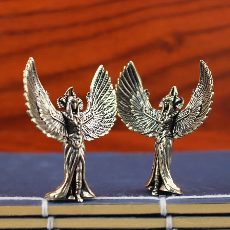Egyptian Winged Goddess Statue – Metal Handicraft Desk Ornament