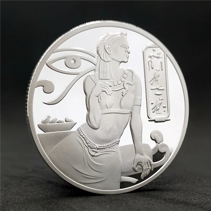 Anubis & Pharaoh Silver Commemorative Coin – Ancient Egyptian Collectible
