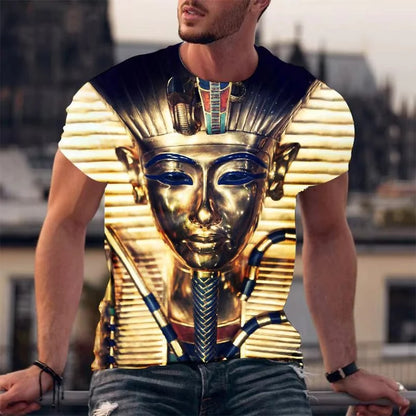 Pharaoh 3D T-Shirt – Unisex Egyptian Graphic Tee, Summer Oversized Streetwear