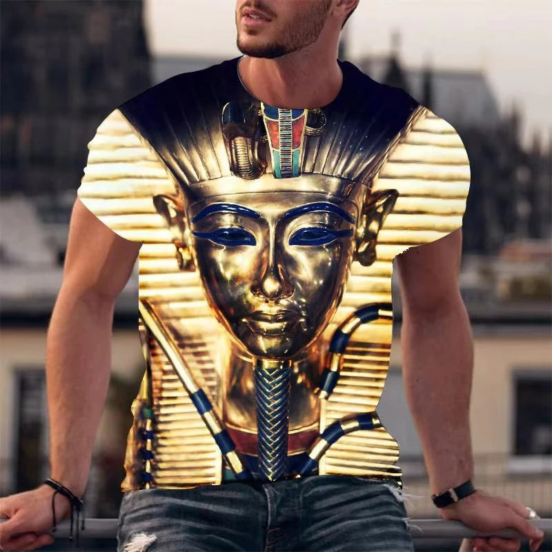 Pharaoh 3D T-Shirt – Unisex Egyptian Graphic Tee, Summer Oversized Streetwear