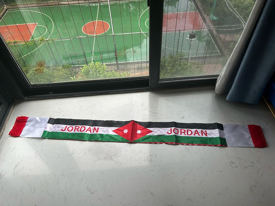 Jordan Flag Satin Scarf – 14×130cm Football Fan Banner, Custom Printed