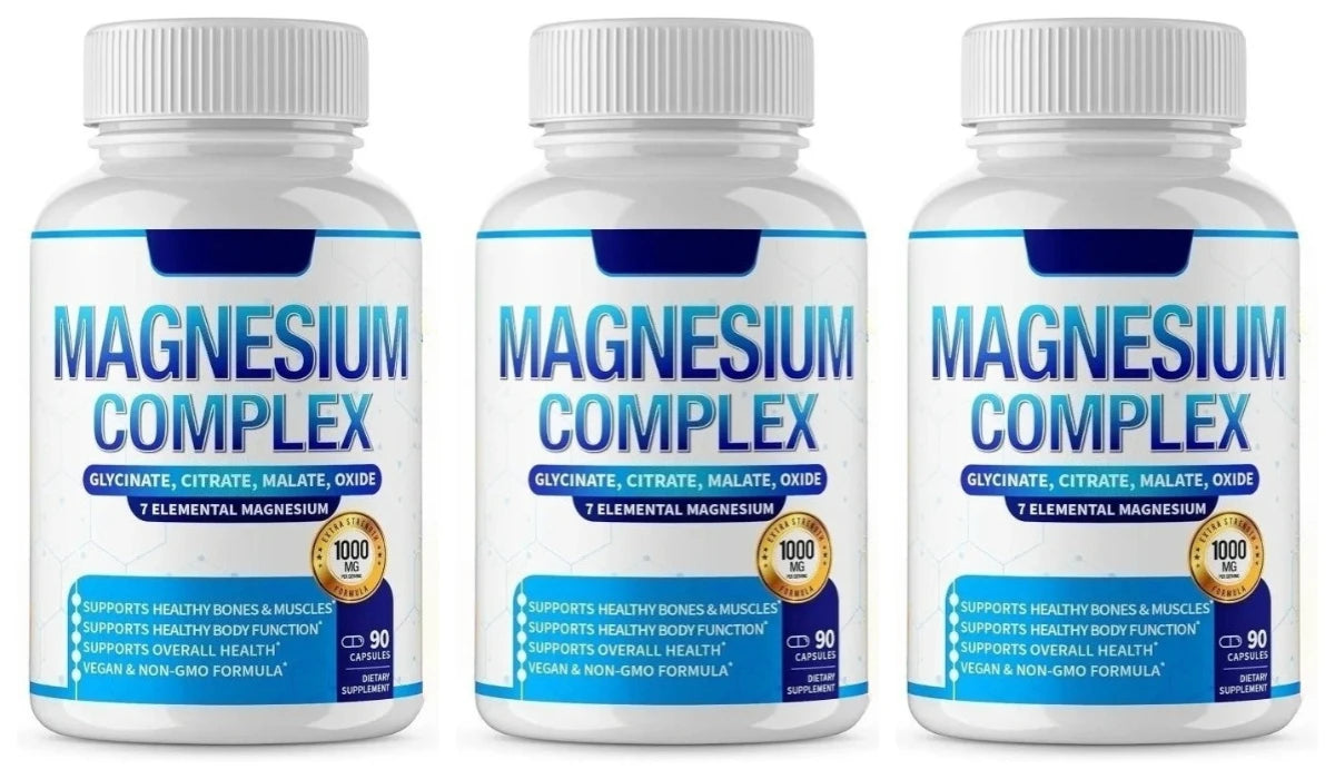 Magnesium Complex Supplement 90 Count with 7Forms of  Magnesium Glycinate Citrate Malate Orotate Taurate Daily Mineral Support