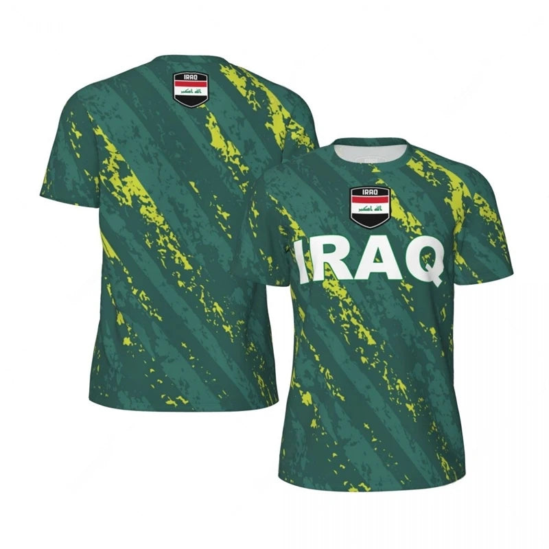 Iraq Flag Graphic Mens Football Jersey Fashion National Emblem 3D Printed Sports T Shirt Casual Oversized Breathable Tees Tops