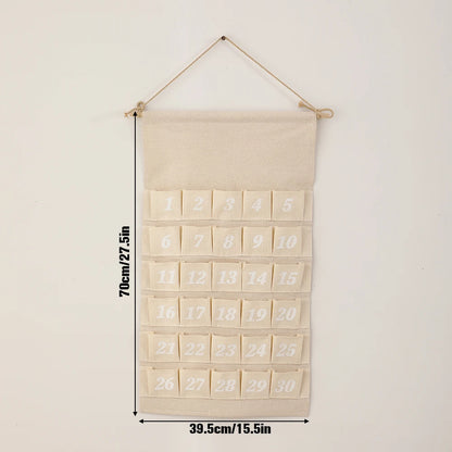 Fabric Advent Calendar With 30 Pockets Eid Mubarak Ramadan Kareem Hanging Wall Calendar To Fill Yourself Countdown Decoration