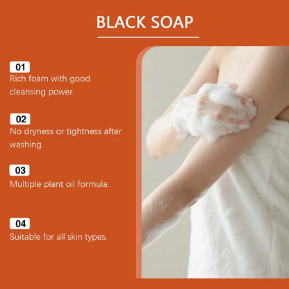 OceAura Lightening Black Soap Oil Control Pore Shrinking Moisturizing Skin Handmade Organic Cocoa Butter Body Cleaning Soap Bar