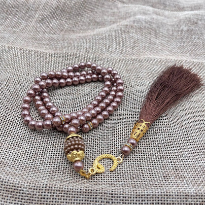 6mm 99 Islamic Rosary Beads Bracelet Muslim Glass Imitation Pearl Bracelet Chanting Prayers Women's Jewelry Accessories Gift