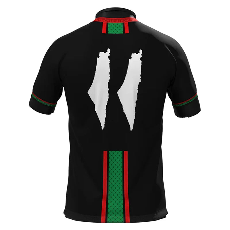 Fashion Palestine Flag Football T Shirts Trend Summer Short Sleeve National Emblem 3D Printed Sports Tees Loose Breathable Tops