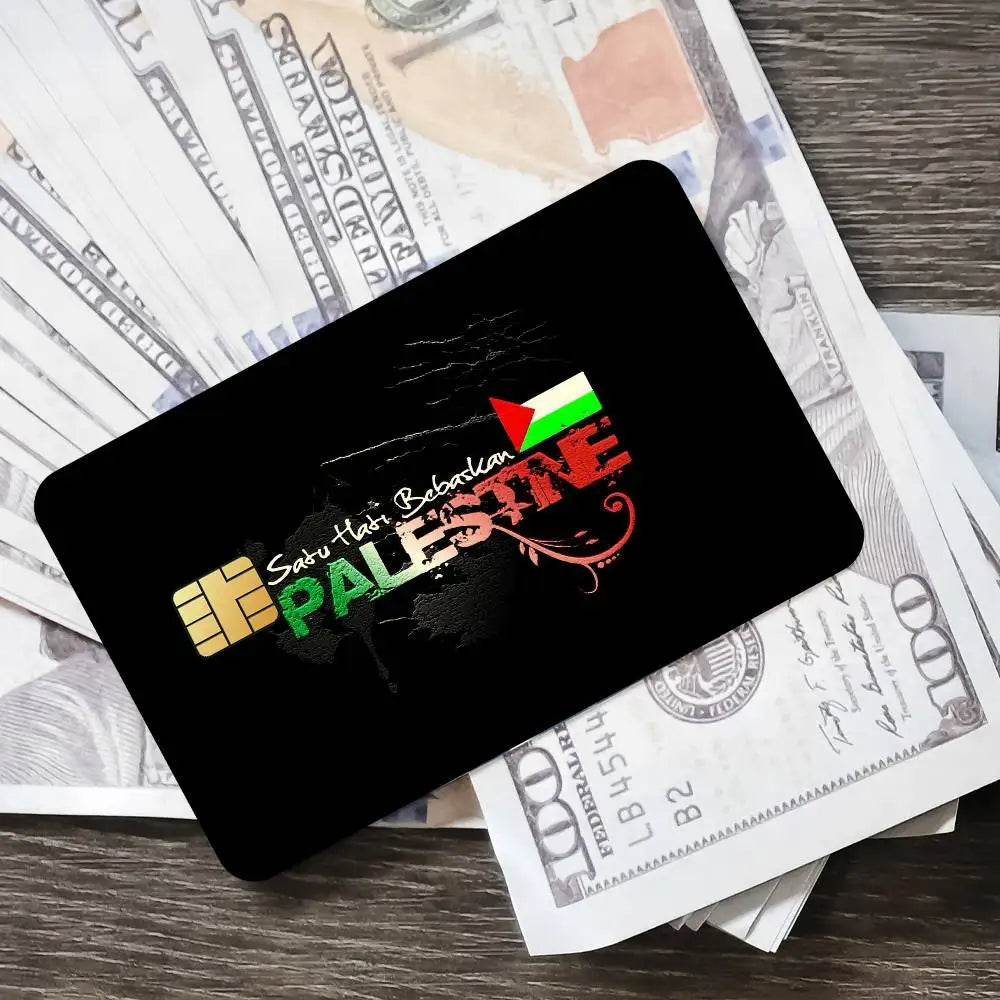 Palestine Flag Card Stickers Waterproof Film skin Cover 4PCS Credit Card stickers Debit Front Decoration Bank Subway Pass