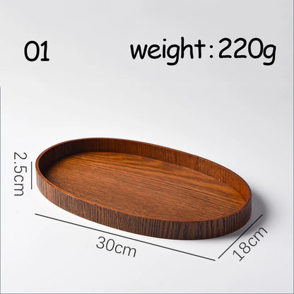 Oval Serving Trays Tableware Dessert Tea Saucer Coasters Coffee Coasters Wooden Plate Storage Food Display Home Hotel Decor