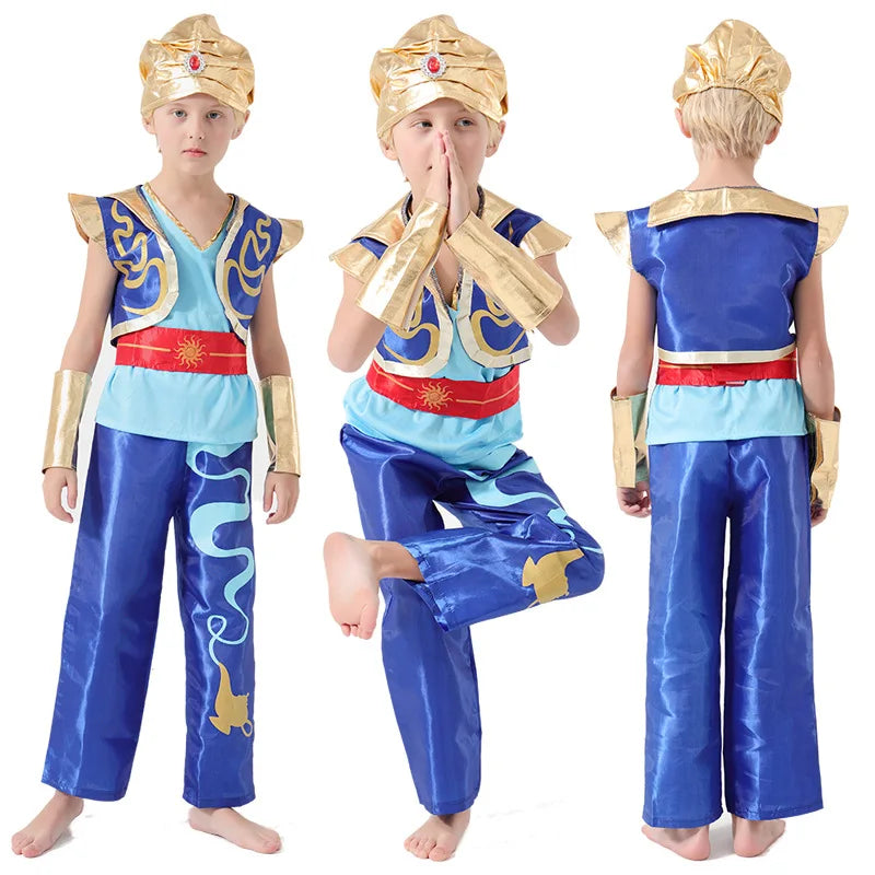 Halloween Arab King Costume Aladdin Magic Lamp Prince Carnival Party Adult Men Boys Stage Performance Dress Up Costume