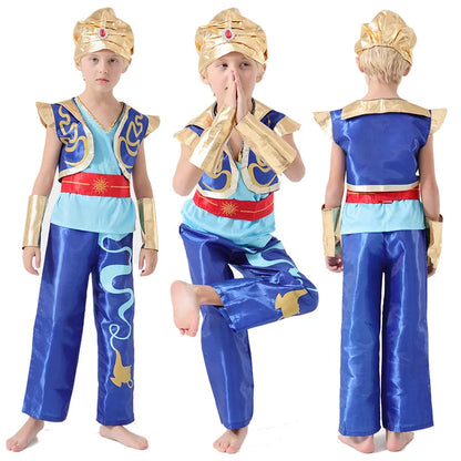 Halloween Arab King Costume Aladdin Magic Lamp Prince Carnival Party Adult Men Boys Stage Performance Dress Up Costume