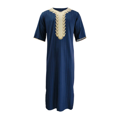 Men's Luxury Graphics Muslim Robes Arab National Loose Casual V-Neck Mid-sleeved Retro Ethnics Jumpsuit Summer M-4XL 2025 New