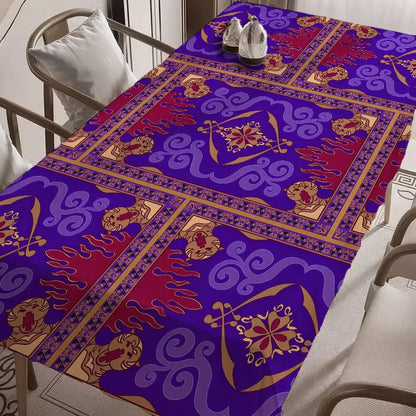 Flying Carpet Aladdin Rectangle Tablecloth - Waterproof, Easy Clean For Home Dinners, Parties & Outdoor Picnics