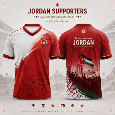 Jordan 2026 Red Football Jersey – Crest Print, Lightweight Unisex Sports Top