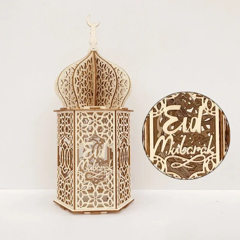 The Wooden Eid Pendant with LED Candlelight – Warmth That Glows with Faith