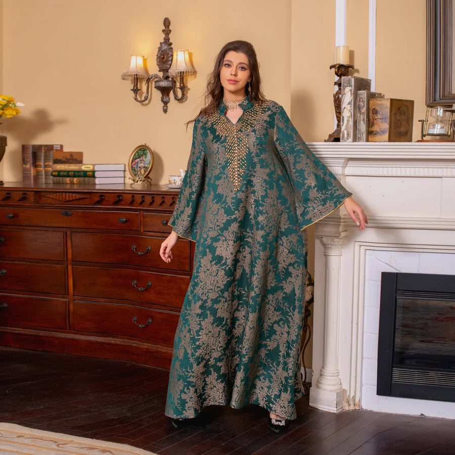 Eid Radiance – Beaded Collar Abaya for the Arab Woman in America