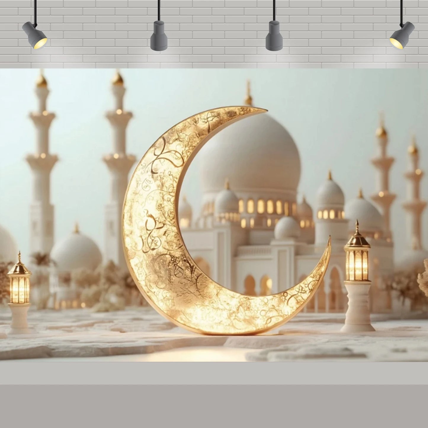 Arabic Aladdin Muslim Gold Mosque Background Fabric Princess Birthday Party Gift Photography Prop Decoration Banner Girl Poster