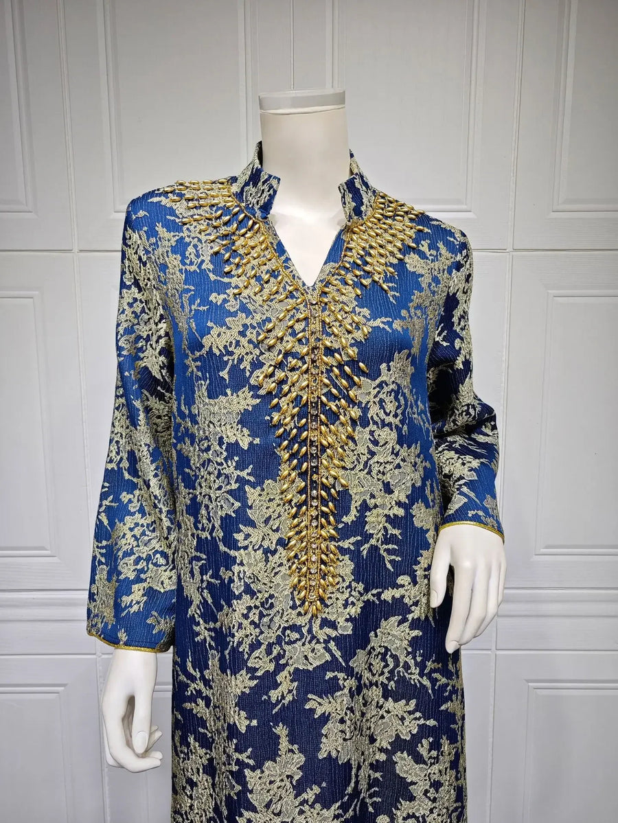 Eid Radiance – Beaded Collar Abaya for the Arab Woman in America