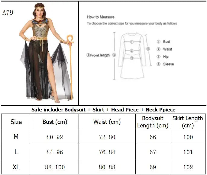 Cleopatra Queen Costume – Women's Egyptian Pharaoh Cosplay Dress for Carnival & Parties