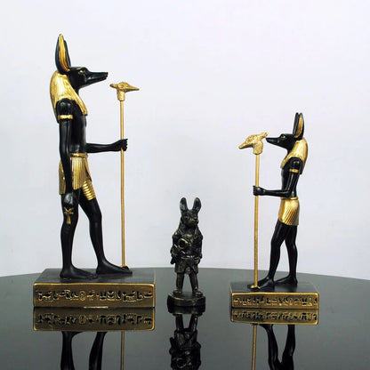 Anubis Resin Sculpture – Egyptian Jackal Guardian & Pyramid Decor