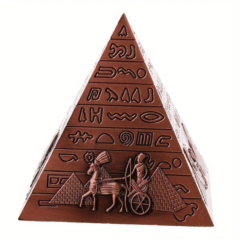 Egyptian Pyramid Alloy Statue – Iron Desktop Ornament, Ancient Wonder Decor