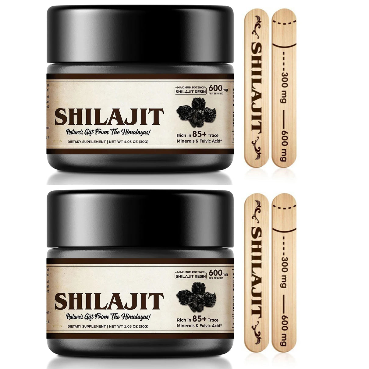 Organic Shilajit Pure Himalayan Organic Shilajit Resin with 85+ Trace Minerals & Fulvic Acid for Energy, Immune Support - 600mg