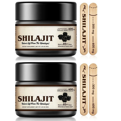 Organic Shilajit Pure Himalayan Organic Shilajit Resin with 85+ Trace Minerals & Fulvic Acid for Energy, Immune Support - 600mg