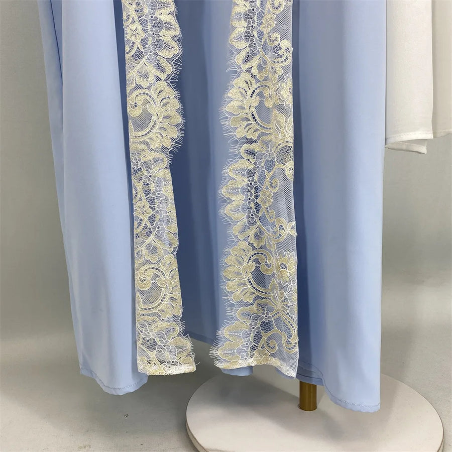 Lace & Grace – 2-Piece Lace-Up Abaya Set for the Muslim Woman in America