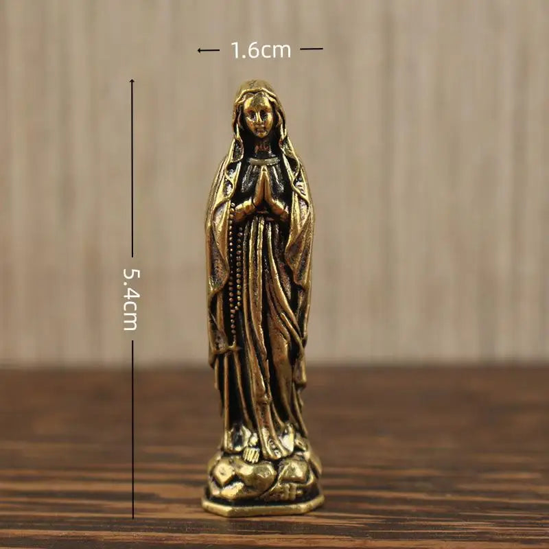 Brass Maria Figurine Pendant Brass Maria Figurine Pure Copper Vintage Virgin Mary Figurine〔Nest〕