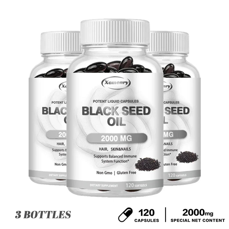 Black Seed Oil - Promotes Overall Health, Strengthens The Immune System, Relieves Indigestion, Antioxidant Properties, Non-GMO