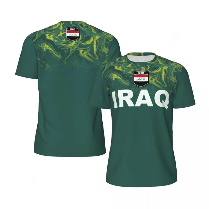 Iraq Flag Graphic Mens Football Jersey Fashion National Emblem 3D Printed Sports T Shirt Casual Oversized Breathable Tees Tops