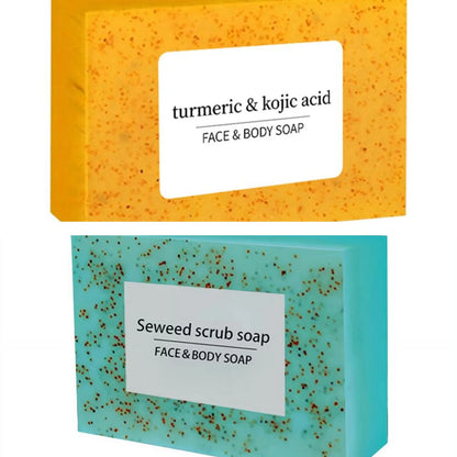 1/2PCS 100G Seaweed scrub particle soap is rich in vitamin E. It contains olive oil, which gently cleanses the face, moisturizes