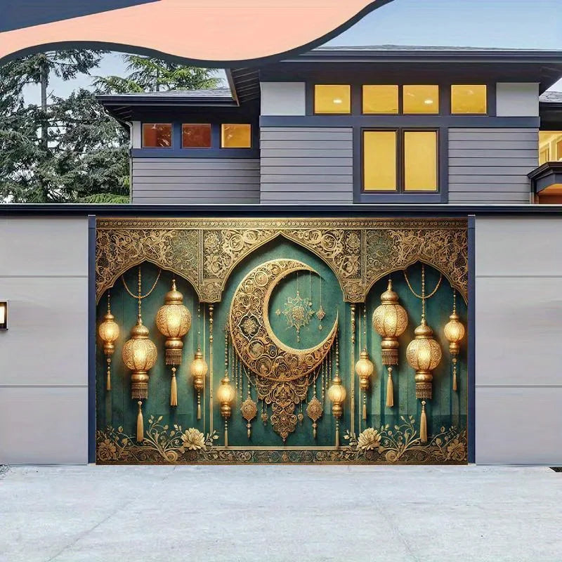 1 Elegant New Moon and Lantern Eid Mubarak Background - Luxurious Ramadan Party Banner