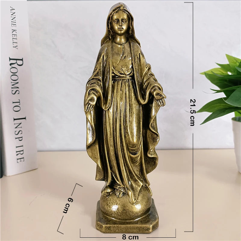 21.5cm Golden Virgin Mary Statues Big Resin Madonna Sculpture Christmas Decorations For Wedding Office Christmas Gift