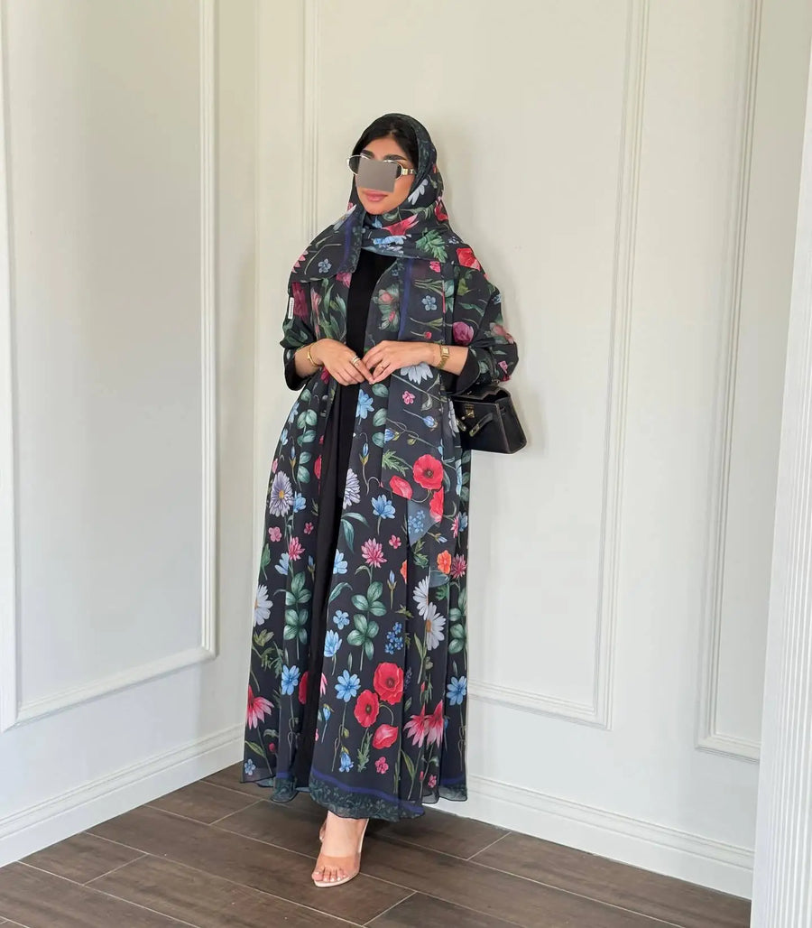 Flower Print Eid – The Open Cardigan Khimar Set for the Muslim Woman in America