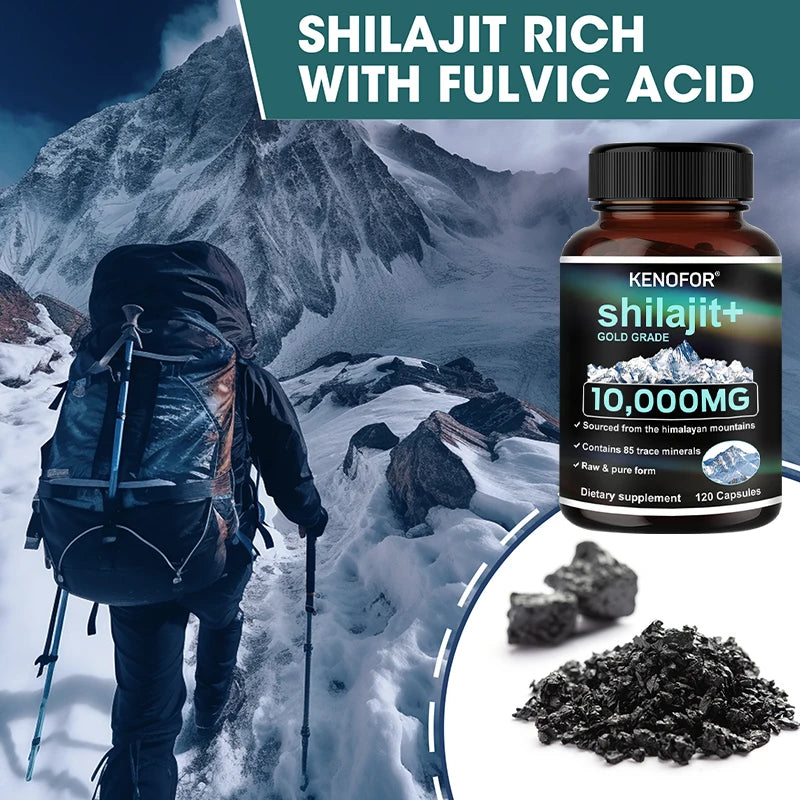 Himalayan Original and Pure Shilajit Capsules, Rich in Natural Fulvic Acid and 85+ Trace Minerals, Gluten Free Supplement