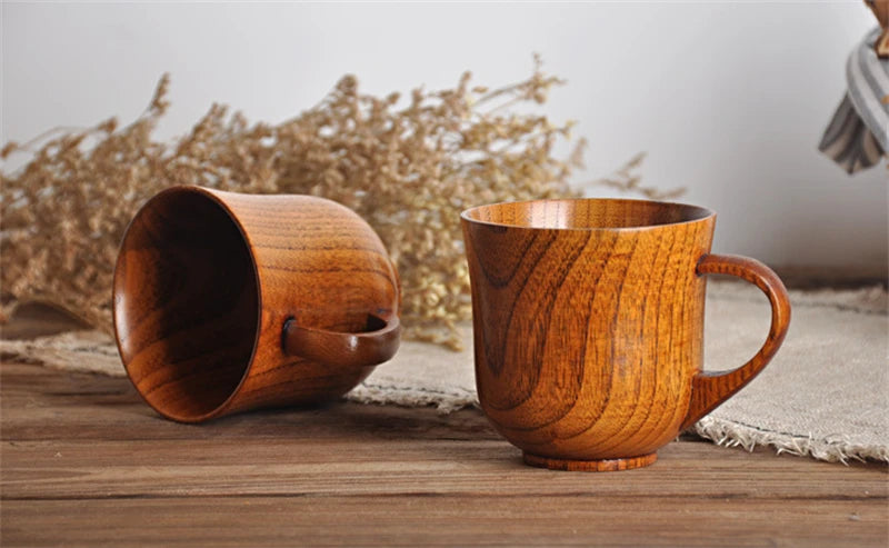 Handmade Spruce Wood Cups – Natural Big Belly Mug for Tea, Coffee & Milk