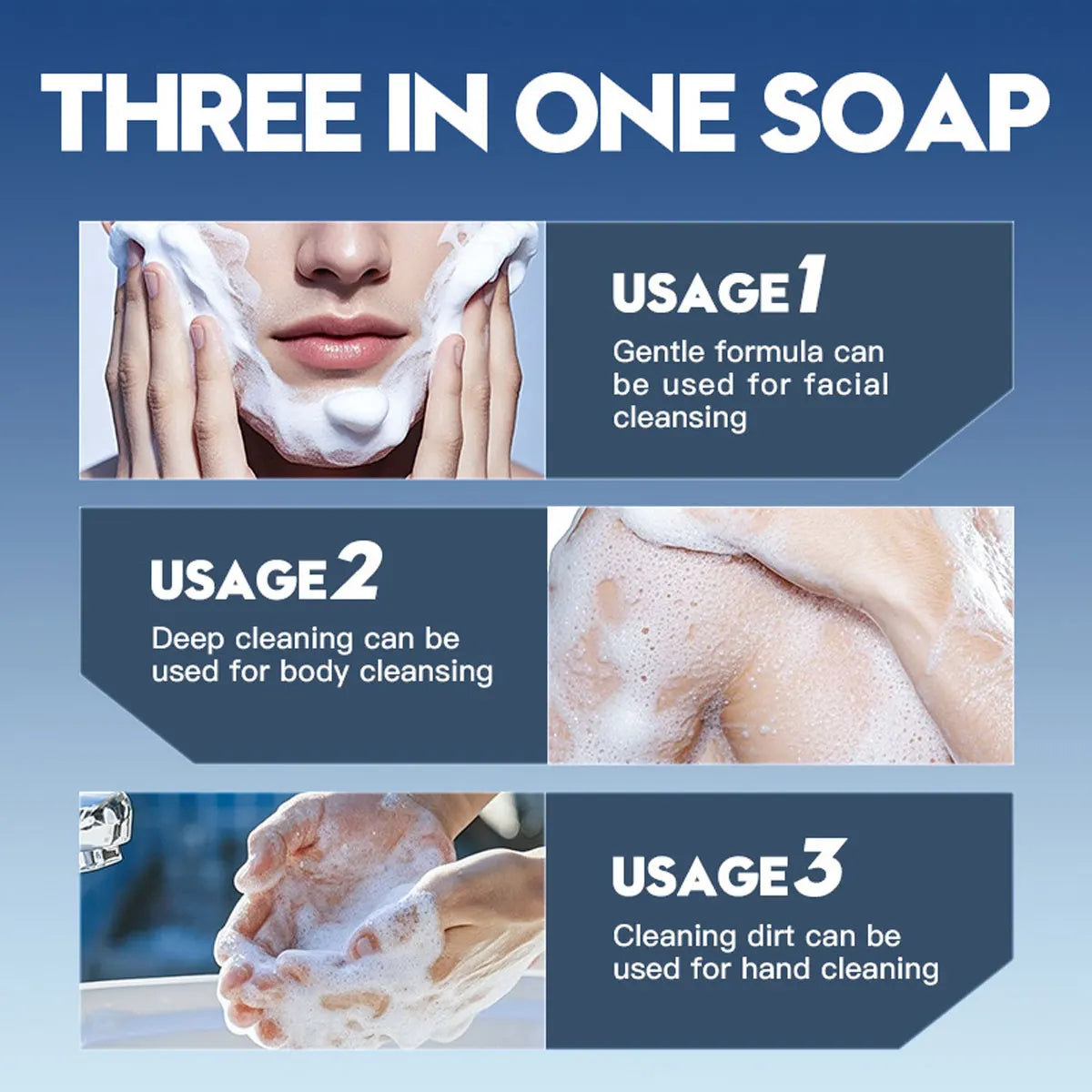 Men'S Three In One Bath Perfume Soap Witch Hazel Aloe Moisturizing Oil Control Vegetable Essential Oil Soap Facial Cleanser Hand