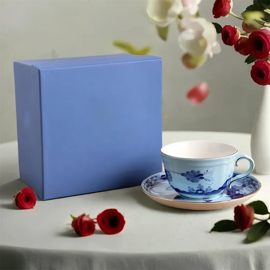 Oriental Bloom – High-End Ceramic Coffee Cup Set with Gift Box