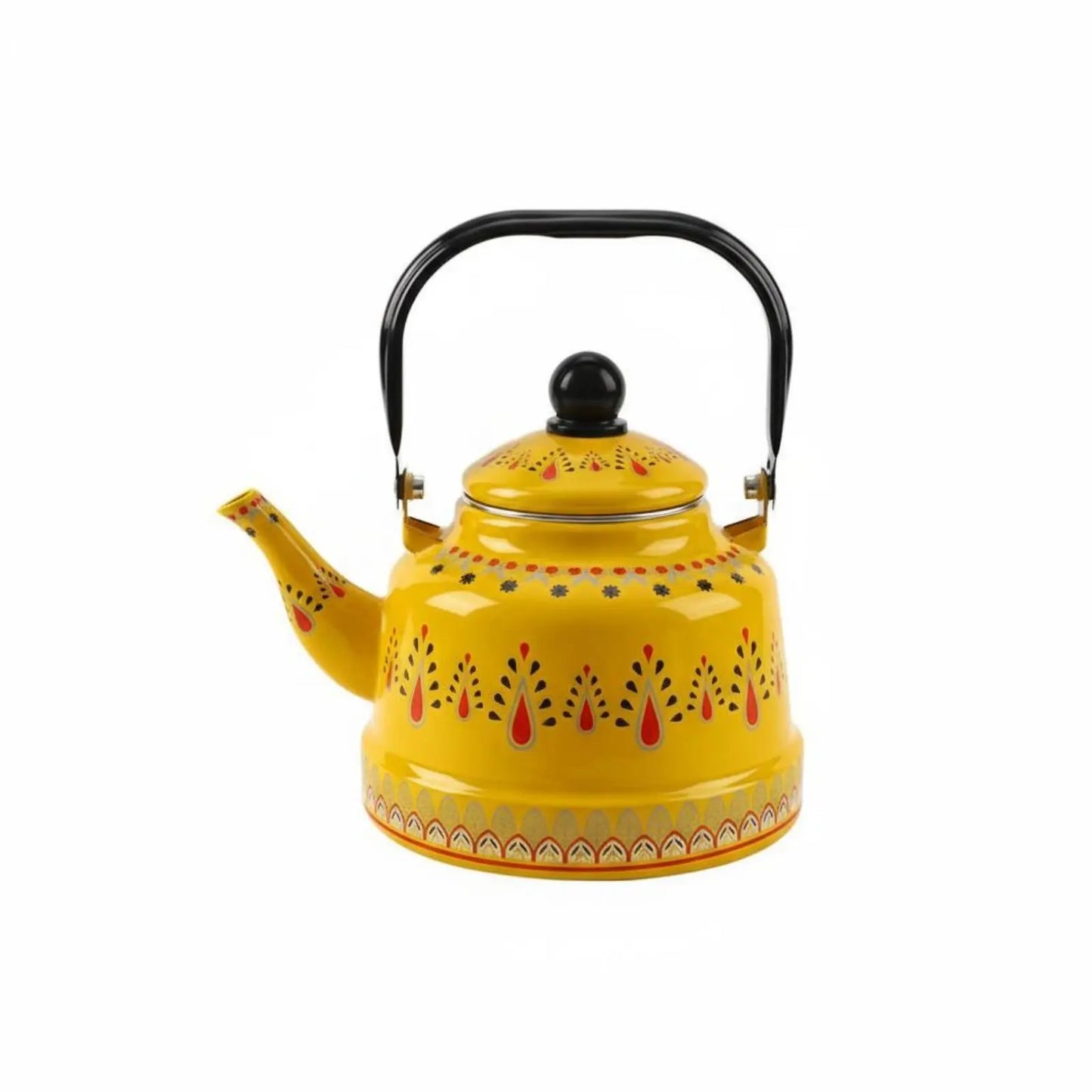 Enamel Kettle for Boil Water Round Teapot Easy to Clean Vintage Water Kettle Anti-Scald Water Kettle for Stovetop Kitchen Home