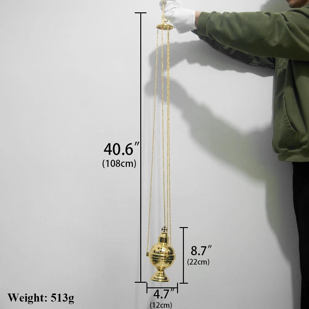New2026 Eastern Orthodox Church Censer With Bells Gold Plated Hanging Incense Burner Church Home Decoration Orthodox Censer Gift