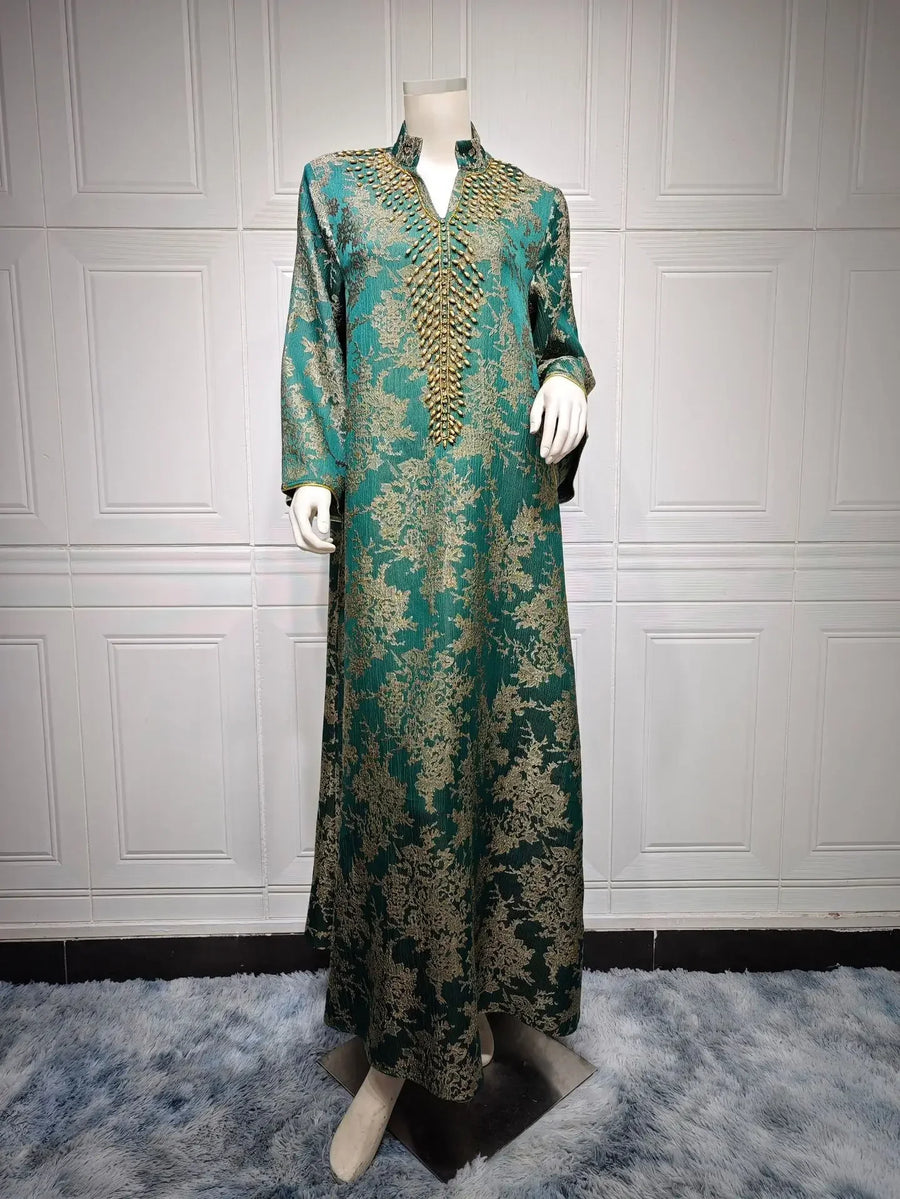 Eid Radiance – Beaded Collar Abaya for the Arab Woman in America