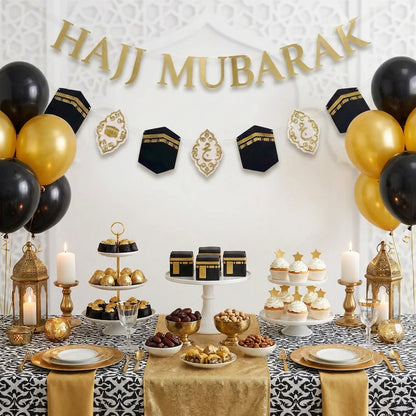 1Pcs Eid Al Adha Hajj Mubarak Commemorative Banner for Holiday Party Decoration Muslim Festive Supplies