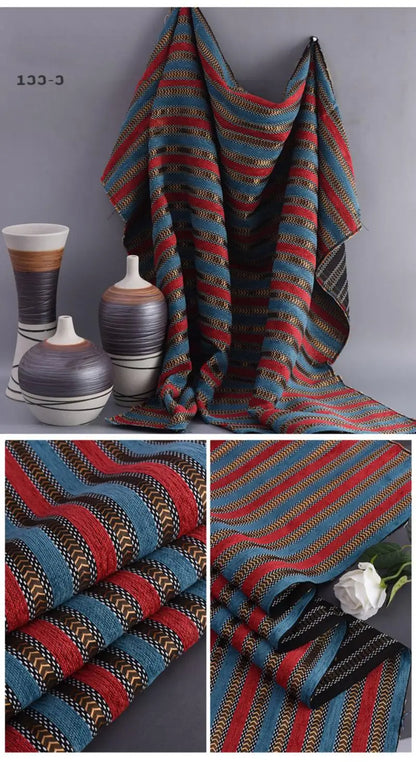148x100cm Thickener Chenille Jacquard Sofa Fabric Cloth Stripe Luxury Anti-Slip Sofa Cover Boho Fabric Set Luggage DIY Clothing