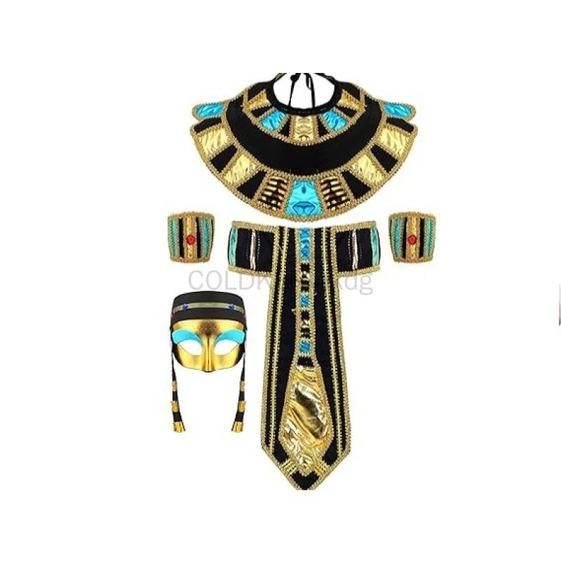 Pharaoh Costume Accessory Set – Egyptian King Belt, Collar & Wristbands for Men