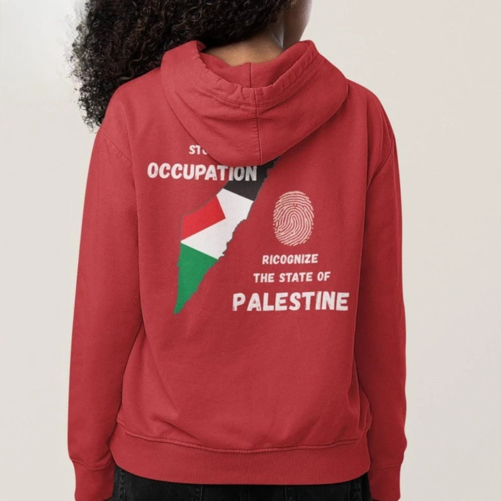 Fingerprint and Palestinian State Graphic Hoodies Gaza Solidarity Unisex Clothing Men Women Autumn Winter Daily Life Sweatshirts